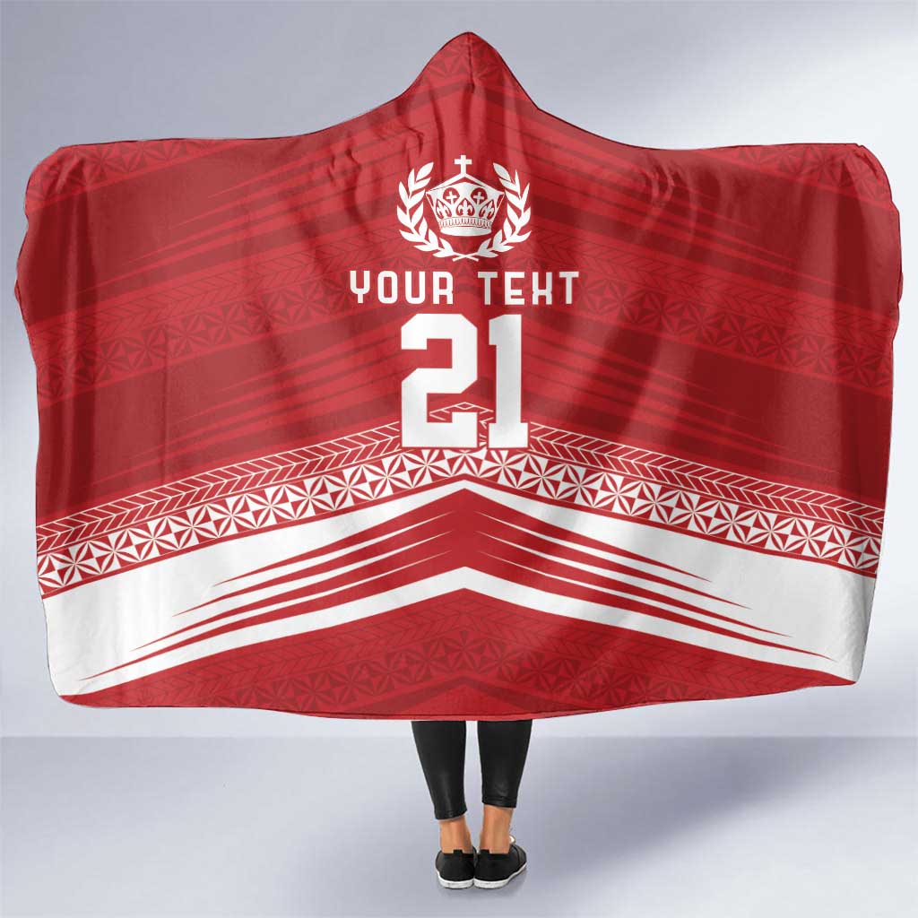 Custom Pacific Rugby Spirit Hooded Blanket Tonga Ngatu Pride Red Edition LT9 One Size Red - Polynesian Pride