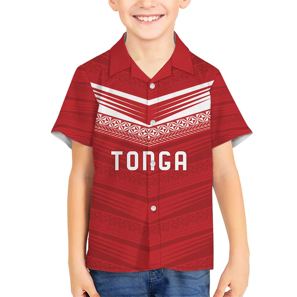 Custom Pacific Rugby Spirit Kid Hawaiian Shirt Tonga Ngatu Pride Red Edition LT9 Kid Red - Polynesian Pride