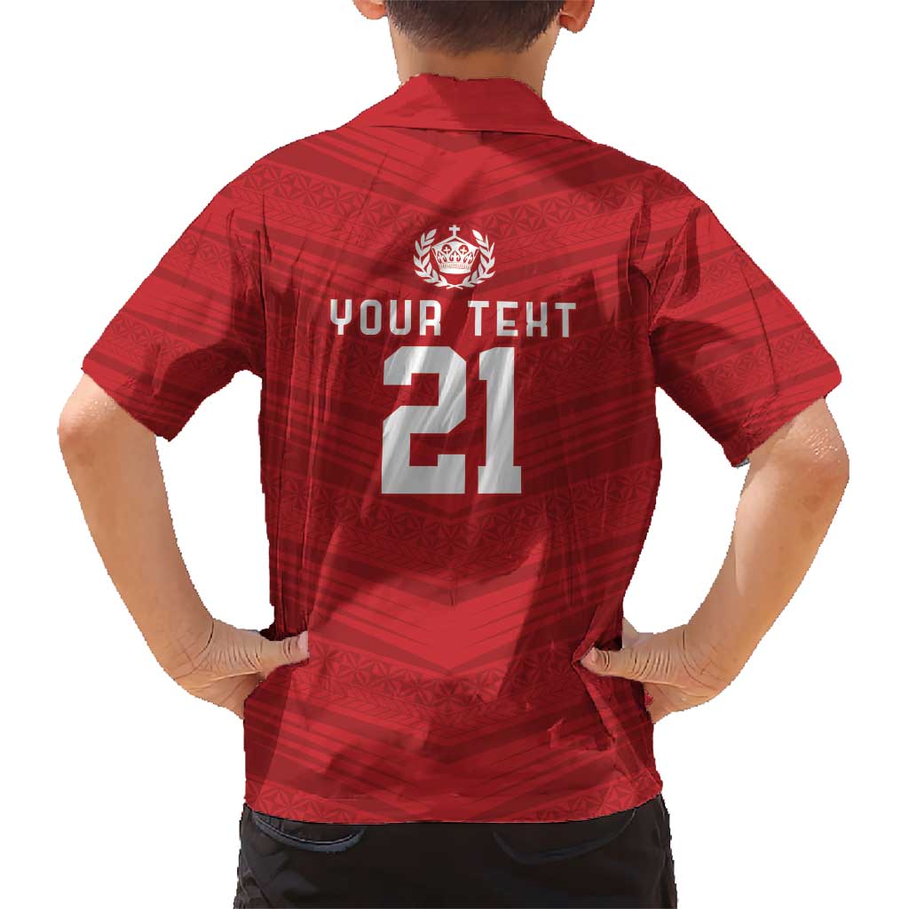 Custom Pacific Rugby Spirit Kid Hawaiian Shirt Tonga Ngatu Pride Red Edition LT9 - Polynesian Pride