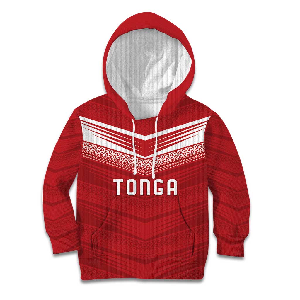 Custom Pacific Rugby Spirit Kid Hoodie Tonga Ngatu Pride Red Edition LT9 Hoodie Red - Polynesian Pride