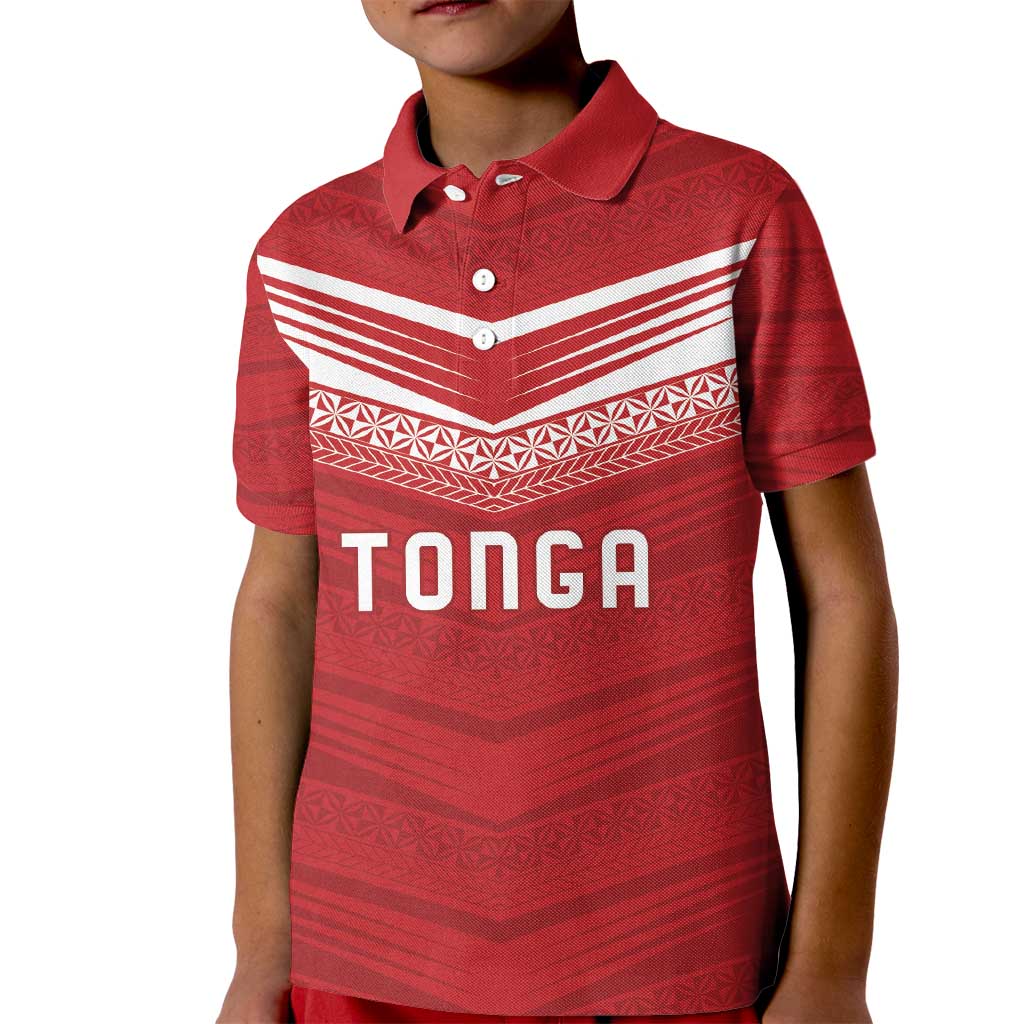 Custom Pacific Rugby Spirit Kid Polo Shirt Tonga Ngatu Pride Red Edition LT9 Kid Red - Polynesian Pride
