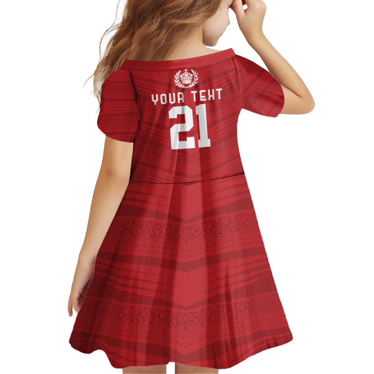 Custom Pacific Rugby Spirit Kid Short Sleeve Dress Tonga Ngatu Pride Red Edition LT9 - Polynesian Pride