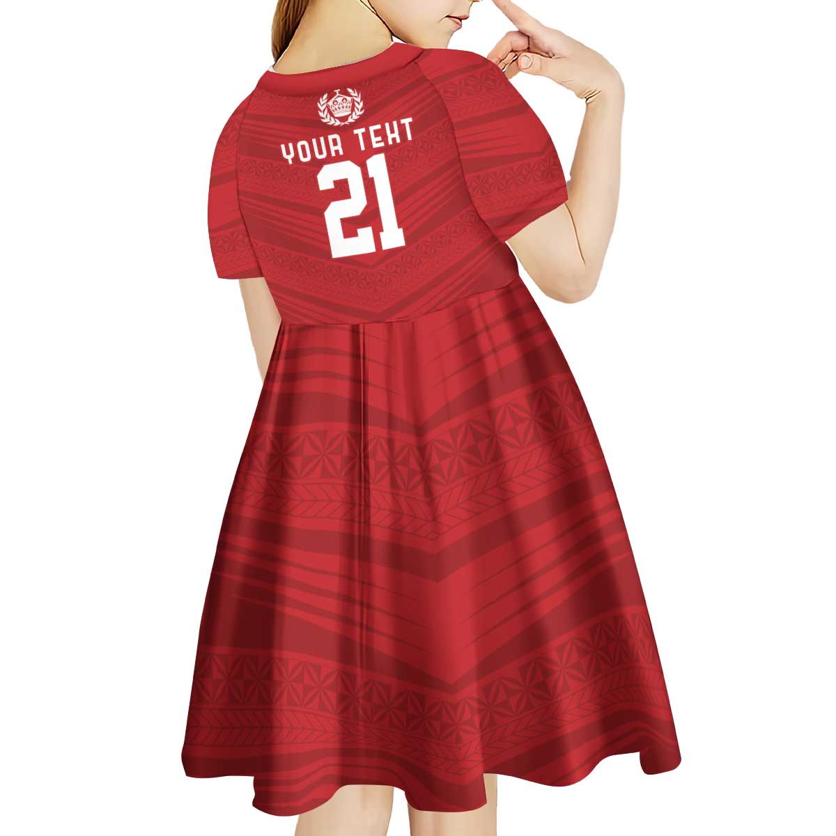 Custom Pacific Rugby Spirit Kid Short Sleeve Dress Tonga Ngatu Pride Red Edition LT9 - Polynesian Pride