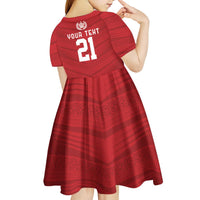 Custom Pacific Rugby Spirit Kid Short Sleeve Dress Tonga Ngatu Pride Red Edition LT9 - Polynesian Pride