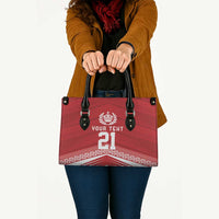 Custom Pacific Rugby Spirit Leather Bag Tonga Ngatu Pride Red Edition LT9 - Polynesian Pride