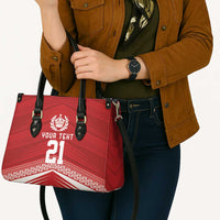 Custom Pacific Rugby Spirit Leather Bag Tonga Ngatu Pride Red Edition LT9 - Polynesian Pride