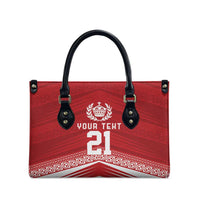Custom Pacific Rugby Spirit Leather Bag Tonga Ngatu Pride Red Edition LT9 - Polynesian Pride