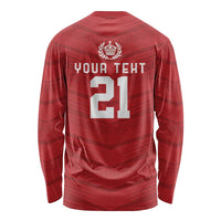 Custom Pacific Rugby Spirit Long Sleeve Shirt Tonga Ngatu Pride Red Edition LT9 - Polynesian Pride