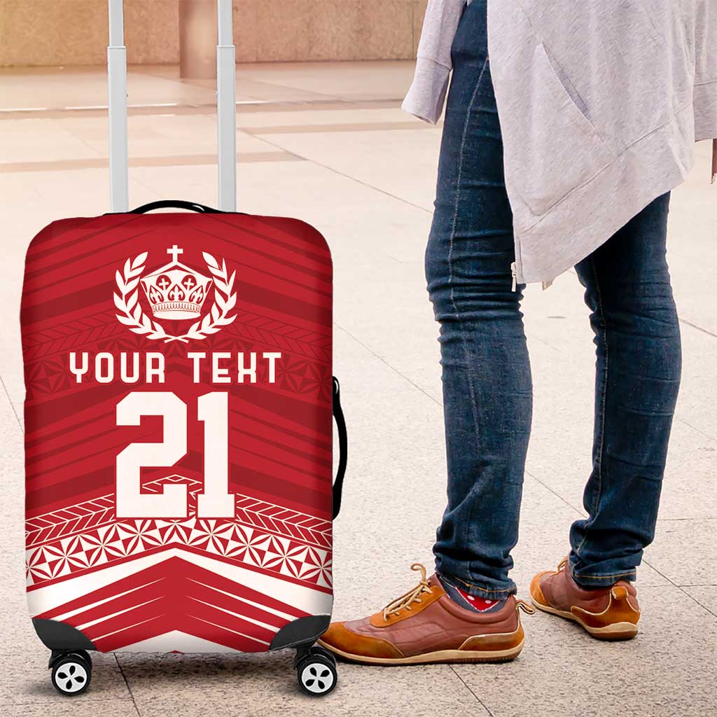 Custom Pacific Rugby Spirit Luggage Cover Tonga Ngatu Pride Red Edition LT9 Red - Polynesian Pride