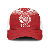 Pacific Rugby Spirit Mesh Trucker Cap Tonga Ngatu Pride Red Edition LT9 One Size White Red - Polynesian Pride