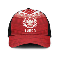 Pacific Rugby Spirit Mesh Trucker Cap Tonga Ngatu Pride Red Edition LT9 One Size Black Red - Polynesian Pride