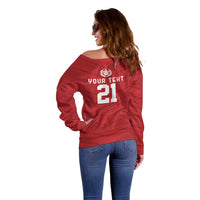 Custom Pacific Rugby Spirit Off Shoulder Sweater Tonga Ngatu Pride Red Edition LT9 - Polynesian Pride