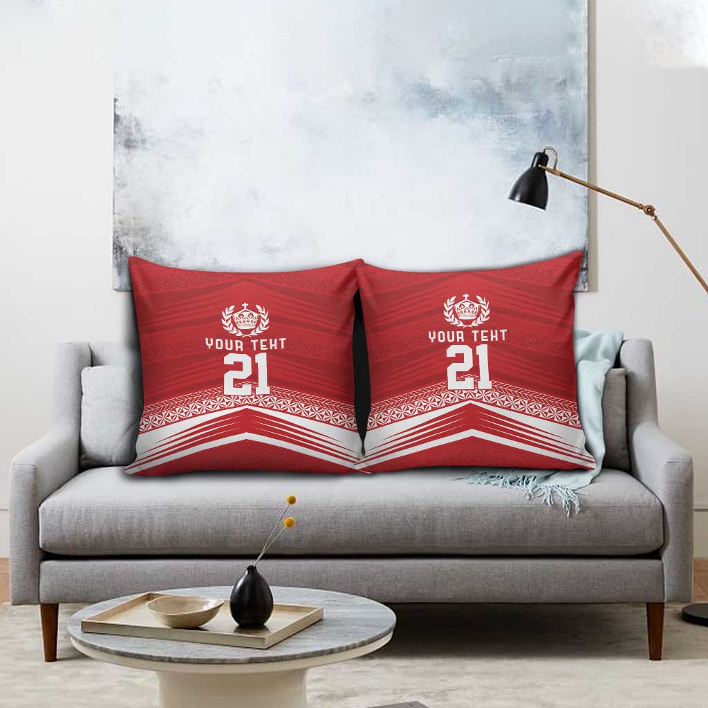 Custom Pacific Rugby Spirit Pillow Cover Tonga Ngatu Pride Red Edition LT9 - Polynesian Pride