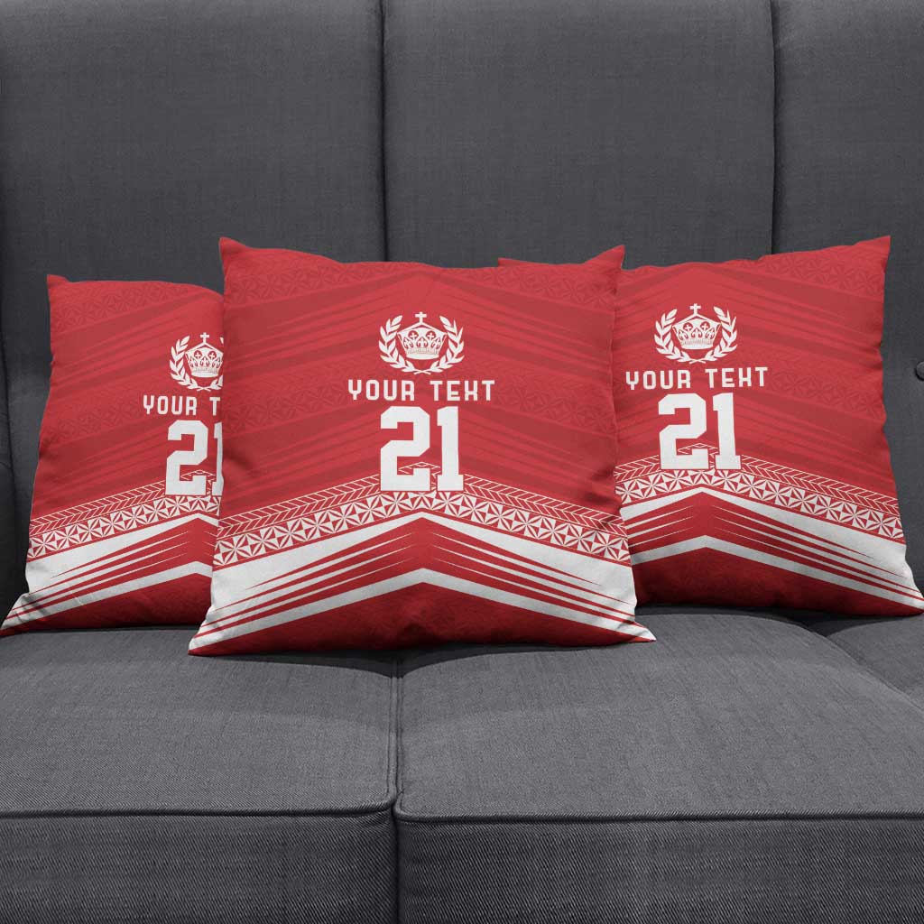Custom Pacific Rugby Spirit Pillow Cover Tonga Ngatu Pride Red Edition LT9 - Polynesian Pride