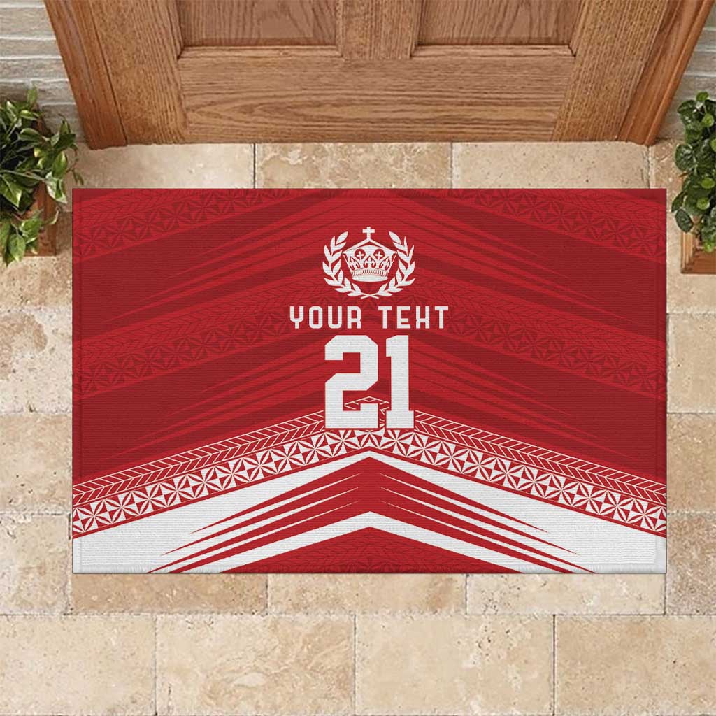 Custom Pacific Rugby Spirit Rubber Doormat Tonga Ngatu Pride Red Edition LT9 Red - Polynesian Pride