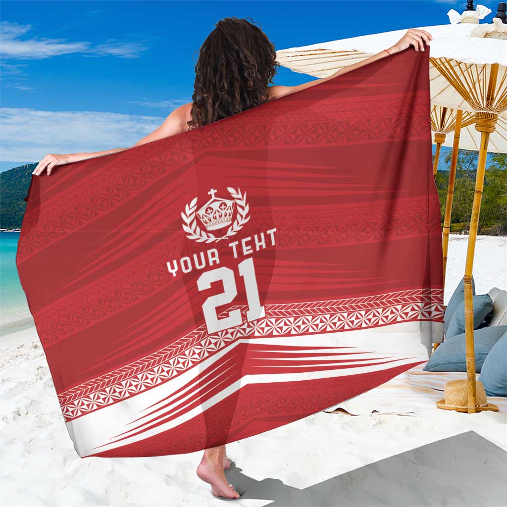 Custom Pacific Rugby Spirit Sarong Tonga Ngatu Pride Red Edition LT9 One Size 44 x 66 inches Red - Polynesian Pride