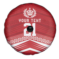 Custom Pacific Rugby Spirit Spare Tire Cover Tonga Ngatu Pride Red Edition LT9 - Polynesian Pride