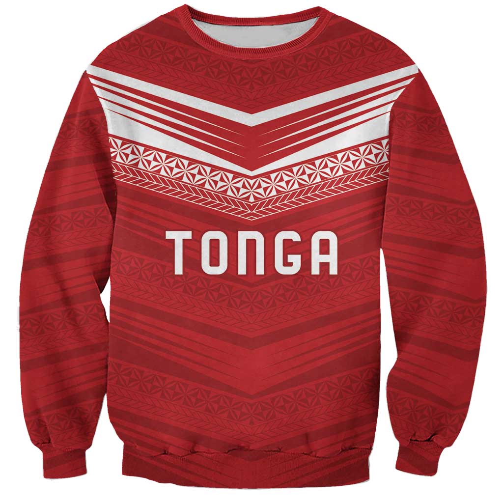 Custom Pacific Rugby Spirit Sweatshirt Tonga Ngatu Pride Red Edition LT9 Unisex Red - Polynesian Pride