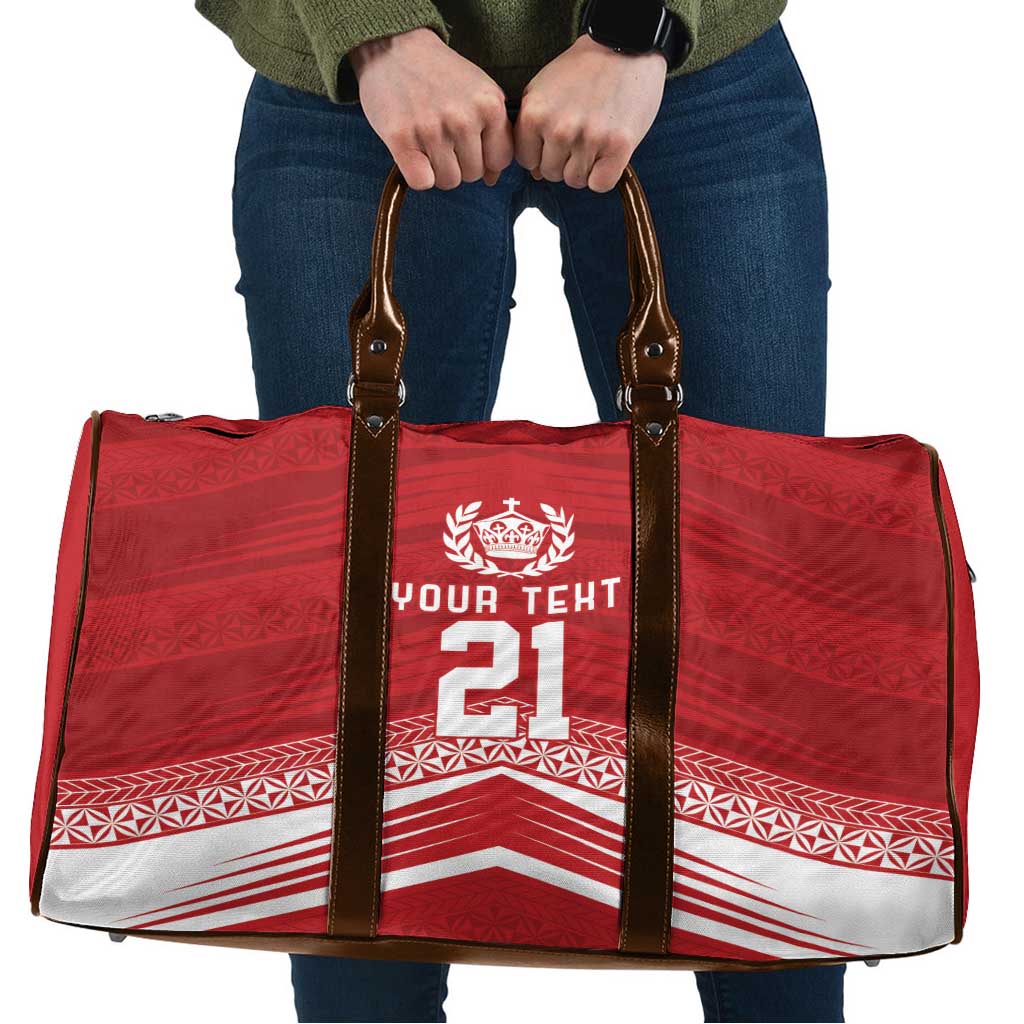 Custom Pacific Rugby Spirit Travel Bag Tonga Ngatu Pride Red Edition LT9 Red - Polynesian Pride