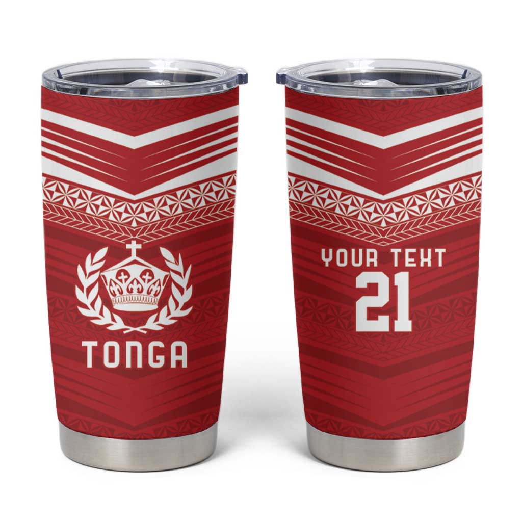 Custom Pacific Rugby Spirit Tumbler Cup Tonga Ngatu Pride Red Edition LT9 Red - Polynesian Pride