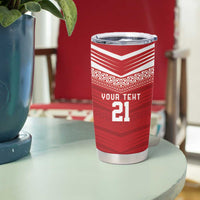 Custom Pacific Rugby Spirit Tumbler Cup Tonga Ngatu Pride Red Edition LT9 - Polynesian Pride