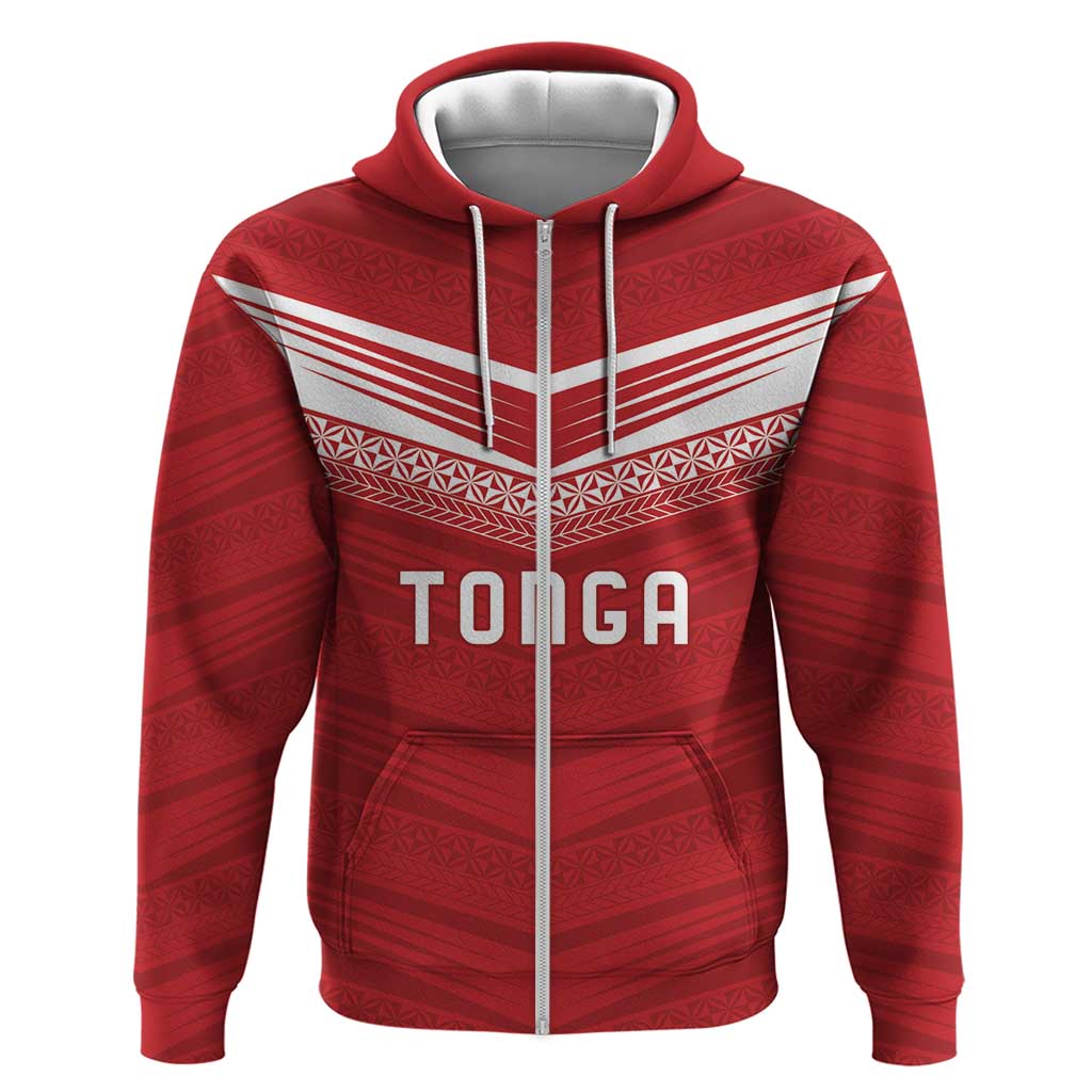 Custom Pacific Rugby Spirit Zip Hoodie Tonga Ngatu Pride Red Edition LT9 Zip Hoodie Red - Polynesian Pride