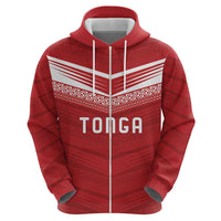 Custom Pacific Rugby Spirit Zip Hoodie Tonga Ngatu Pride Red Edition LT9 - Polynesian Pride