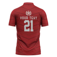 Custom Pacific Rugby Spirit Zipper Polo Shirt Tonga Ngatu Pride Red Edition LT9 - Polynesian Pride