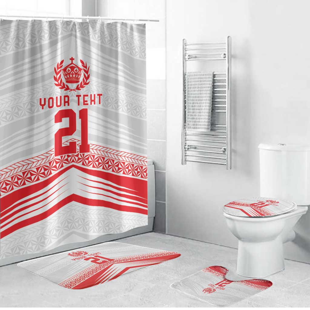 Custom Pacific Rugby Spirit Bathroom Set Tonga Ngatu Pride White Edition LT9 Bathroom Set (4 pcs) White - Polynesian Pride
