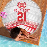 Custom Pacific Rugby Spirit Beach Blanket Tonga Ngatu Pride White Edition LT9 - Polynesian Pride