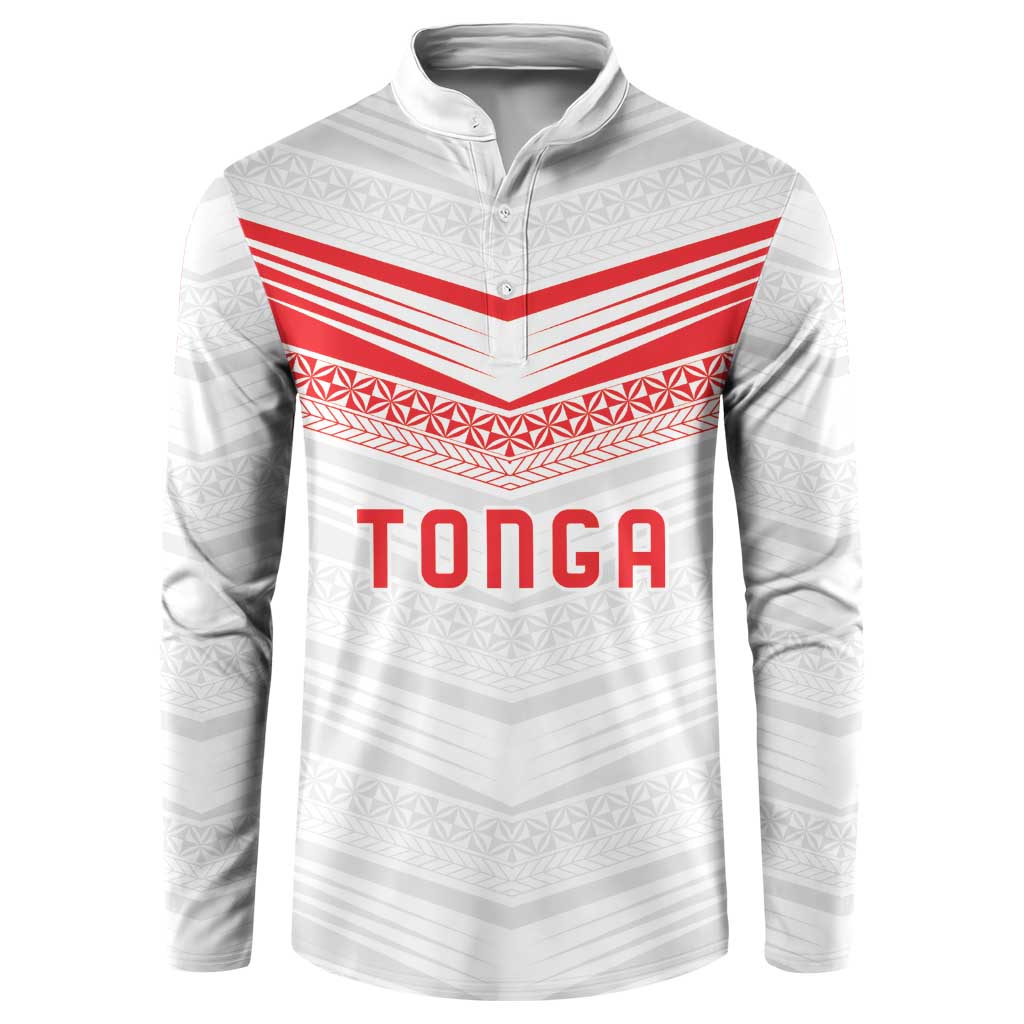 Custom Pacific Rugby Spirit Button Sweatshirt Tonga Ngatu Pride White Edition LT9 White - Polynesian Pride
