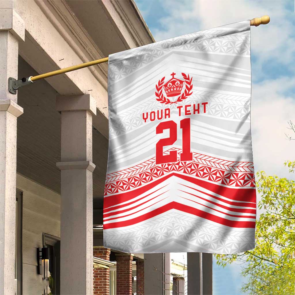 Custom Pacific Rugby Spirit Garden Flag Tonga Ngatu Pride White Edition LT9 House Flag White - Polynesian Pride