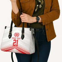 Custom Pacific Rugby Spirit Leather Bag Tonga Ngatu Pride White Edition LT9 - Polynesian Pride