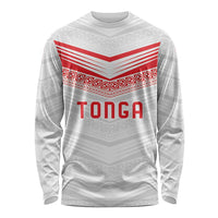 Custom Pacific Rugby Spirit Long Sleeve Shirt Tonga Ngatu Pride White Edition LT9 Unisex White - Polynesian Pride
