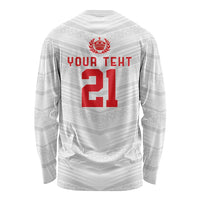 Custom Pacific Rugby Spirit Long Sleeve Shirt Tonga Ngatu Pride White Edition LT9 - Polynesian Pride