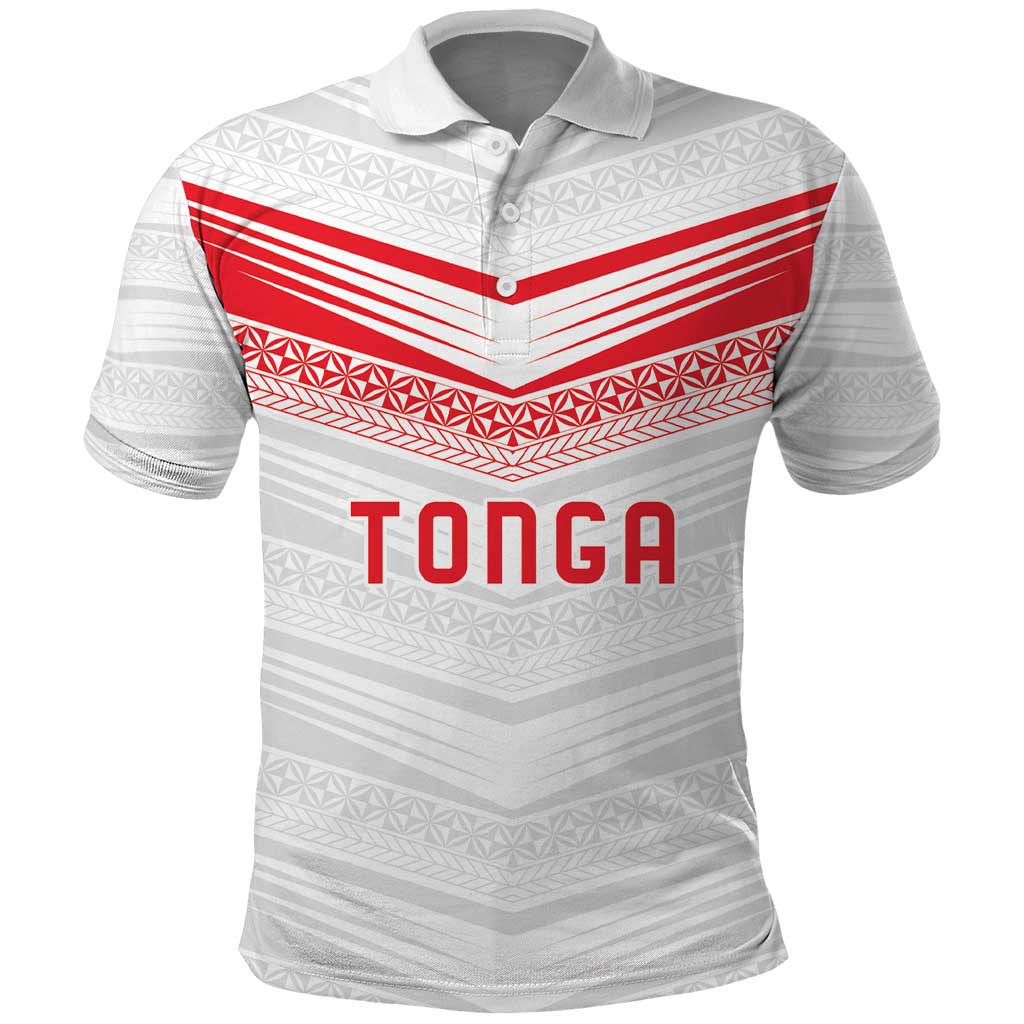 Custom Pacific Rugby Spirit Polo Shirt Tonga Ngatu Pride White Edition LT9 White - Polynesian Pride