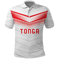 Custom Pacific Rugby Spirit Polo Shirt Tonga Ngatu Pride White Edition LT9 White - Polynesian Pride