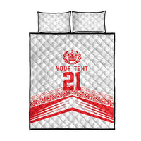 Custom Pacific Rugby Spirit Quilt Bed Set Tonga Ngatu Pride White Edition LT9 - Polynesian Pride
