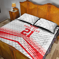 Custom Pacific Rugby Spirit Quilt Bed Set Tonga Ngatu Pride White Edition LT9 - Polynesian Pride
