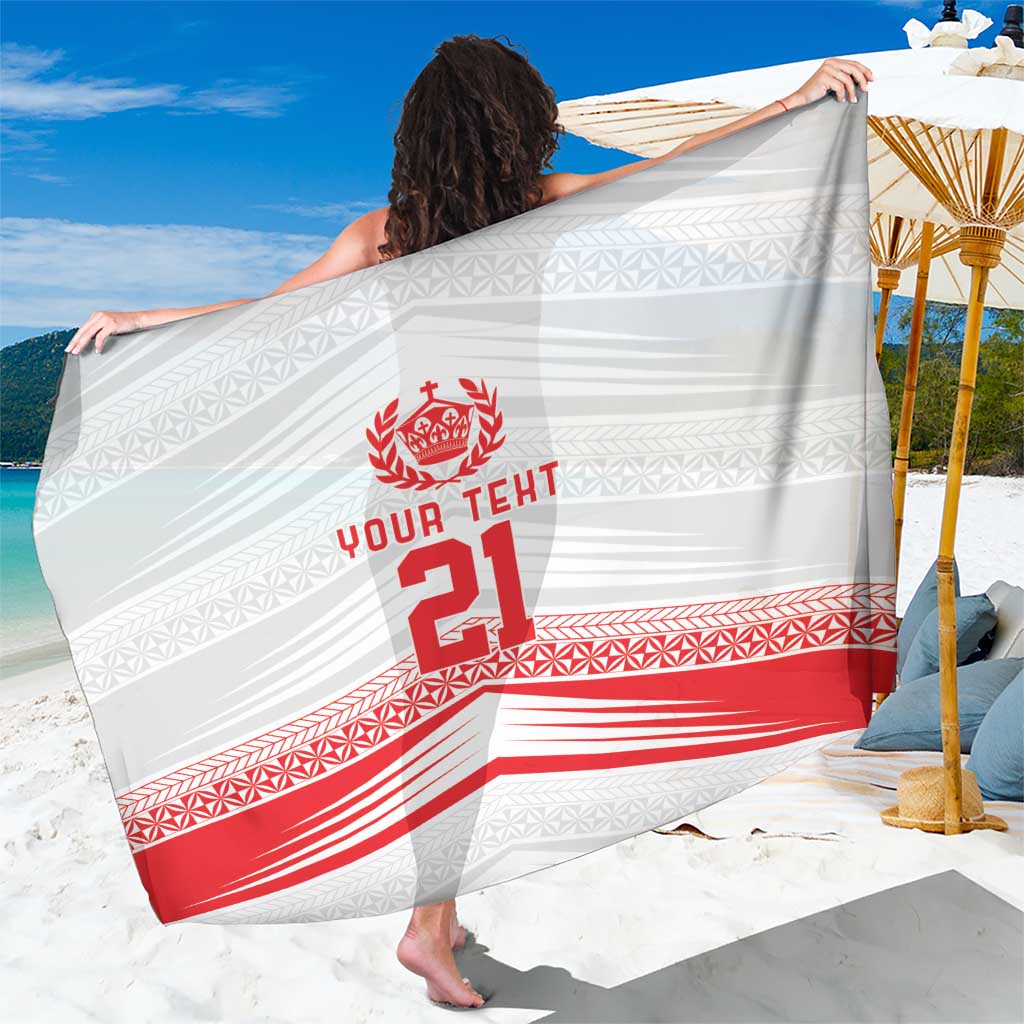 Custom Pacific Rugby Spirit Sarong Tonga Ngatu Pride White Edition LT9 One Size 44 x 66 inches White - Polynesian Pride