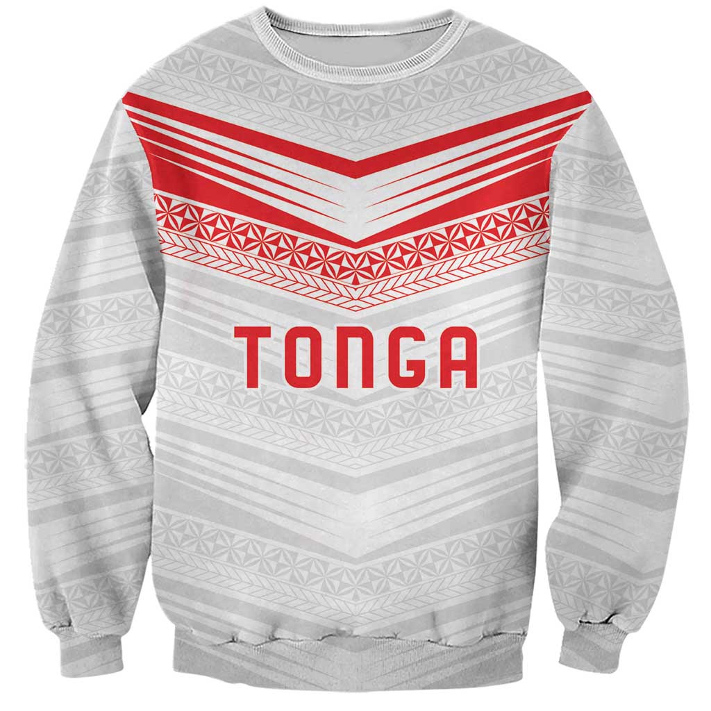 Custom Pacific Rugby Spirit Sweatshirt Tonga Ngatu Pride White Edition LT9 Unisex White - Polynesian Pride