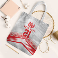 Custom Pacific Rugby Spirit Tote Bag Tonga Ngatu Pride White Edition LT9 White Strap One Size White - Polynesian Pride