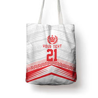 Custom Pacific Rugby Spirit Tote Bag Tonga Ngatu Pride White Edition LT9 - Polynesian Pride