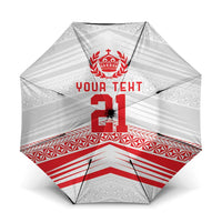 Custom Pacific Rugby Spirit Umbrella Tonga Ngatu Pride White Edition LT9 One Size Folded 11.42 inch Opened Diameter 37.4 inch White - Polynesian Pride