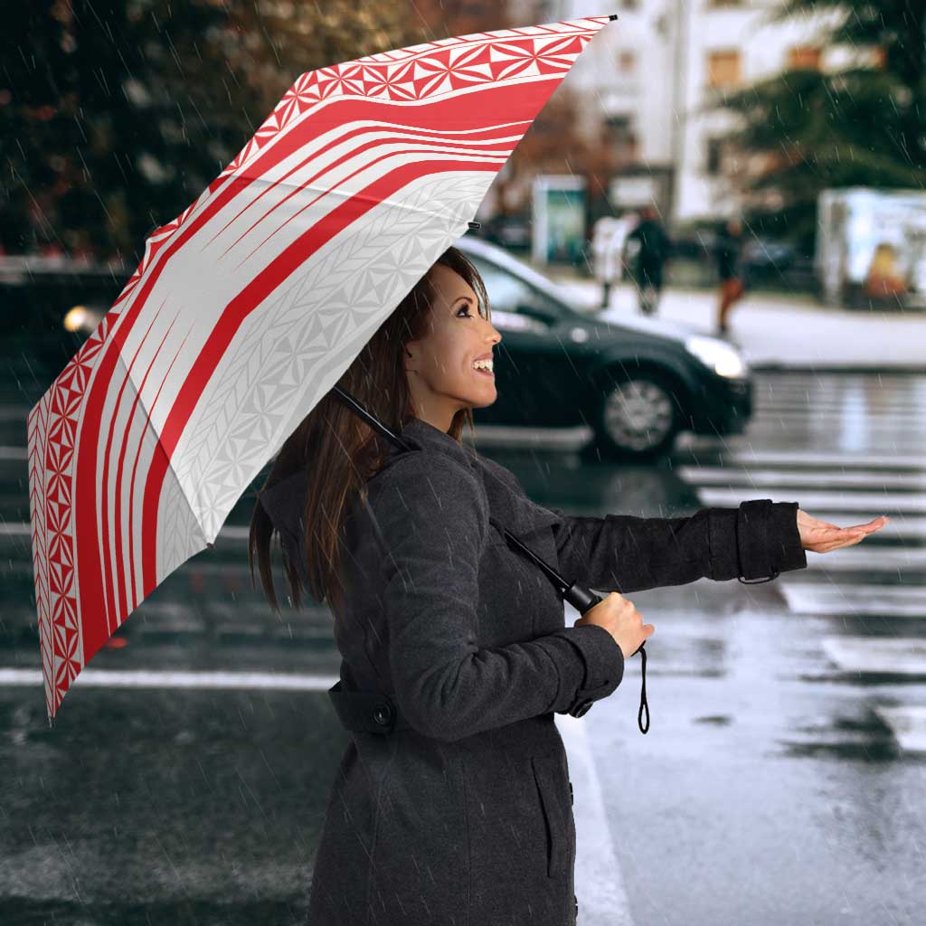 Custom Pacific Rugby Spirit Umbrella Tonga Ngatu Pride White Edition LT9 - Polynesian Pride