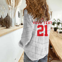 Custom Pacific Rugby Spirit Women Casual Shirt Tonga Ngatu Pride White Edition LT9 - Polynesian Pride