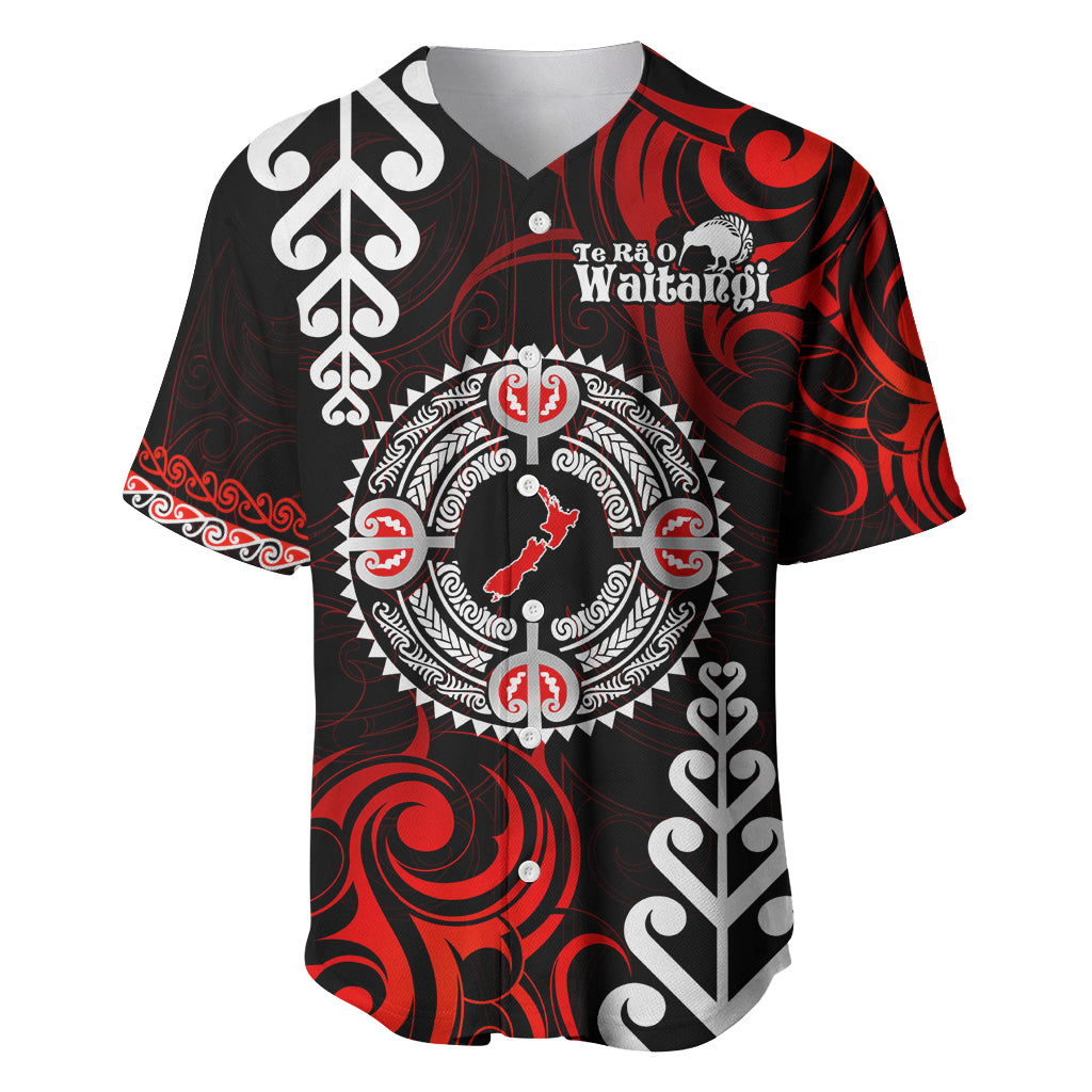 New Zealand Waitangi Day Personalised Baseball Jersey Aotearoa Te Ra O Waitangi With Maori Tattoo LT9 Red - Polynesian Pride