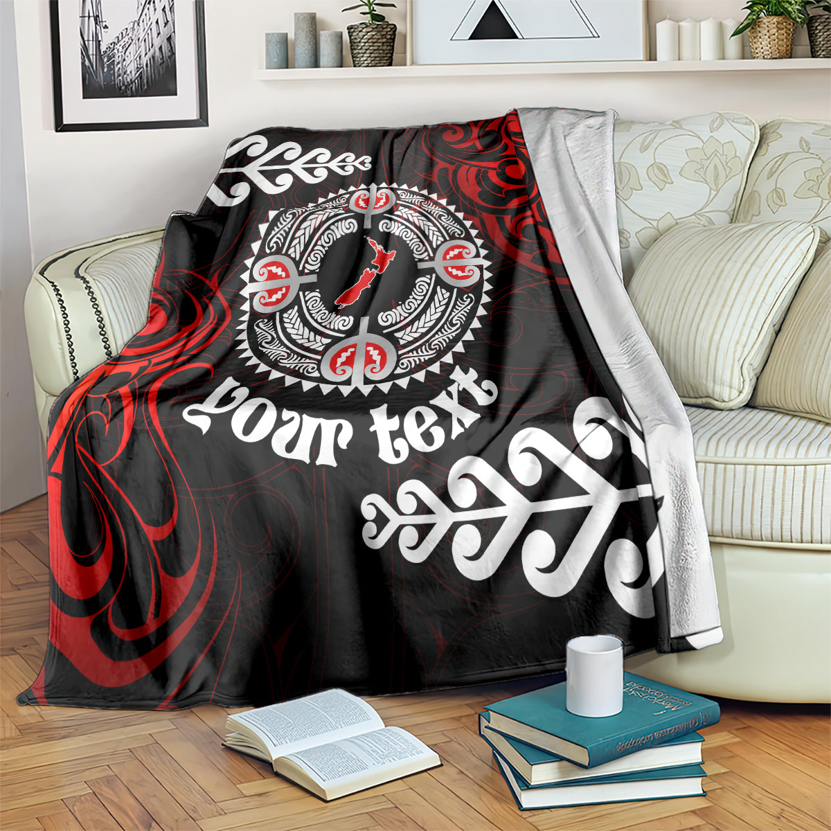 New Zealand Waitangi Day Personalised Blanket Aotearoa Te Ra O Waitangi With Maori Tattoo LT9 Red - Polynesian Pride