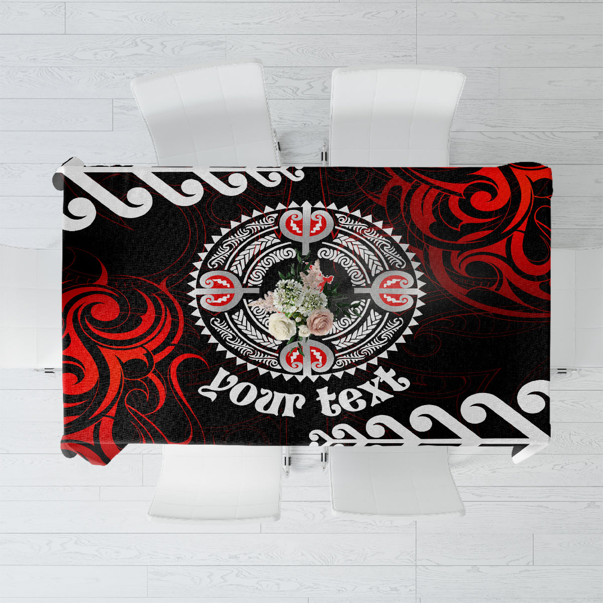 New Zealand Waitangi Day Personalised Tablecloth Aotearoa Te Ra O Waitangi With Maori Tattoo LT9 Red - Polynesian Pride