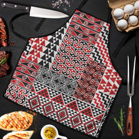 Aotearoa Kowhaiwhai Taniko Patchwork Motifs Apron LT9 Red - Polynesian Pride